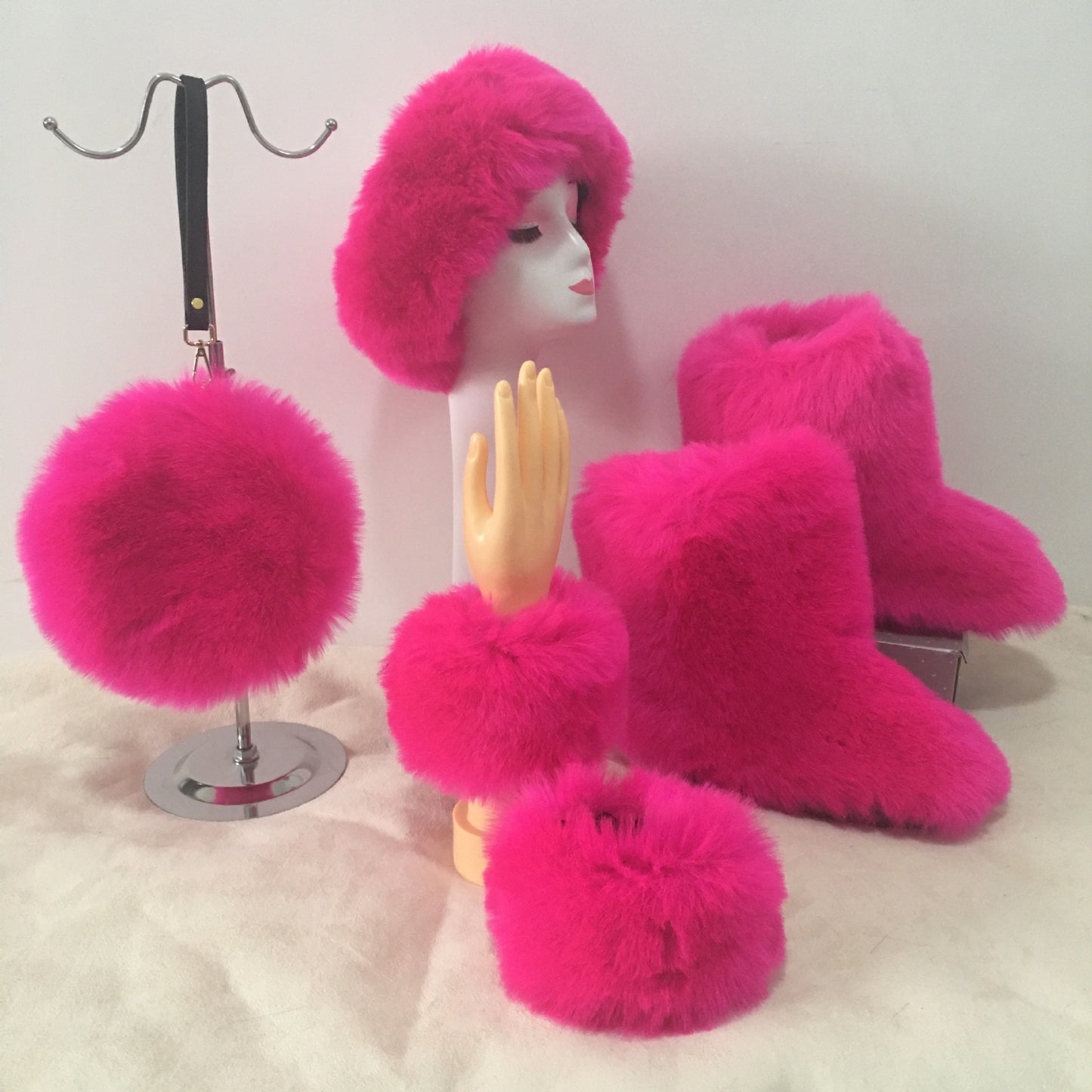 Women's Colorful Round Bag Messenger Hair Band Snow Boots