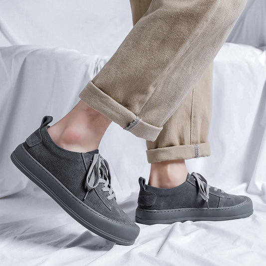 Men's Frosted Suede Tide Thick Bottom Board Leather Shoes