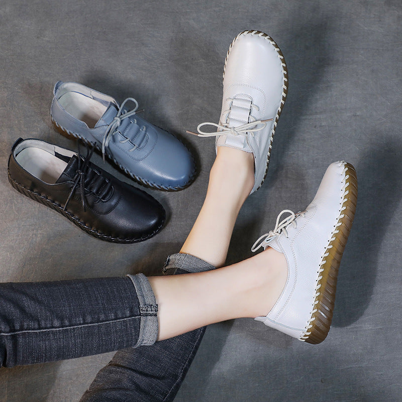 Women's Spring First Layer Cowhide Mother Soft Casual Shoes