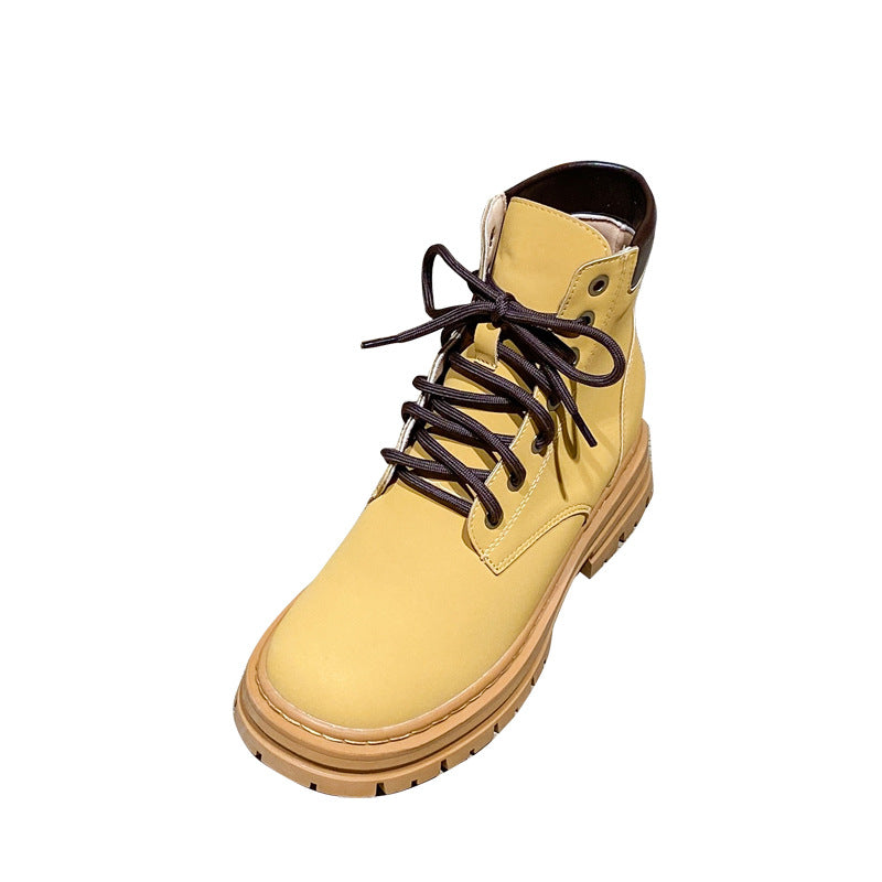 Size Ankle Thick Bottom Height Increasing Insole Women's Leather Boots