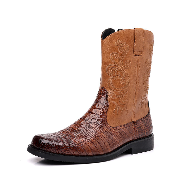 Men's Western Cowboy Trendy Fashion Vintage Zipper Boots