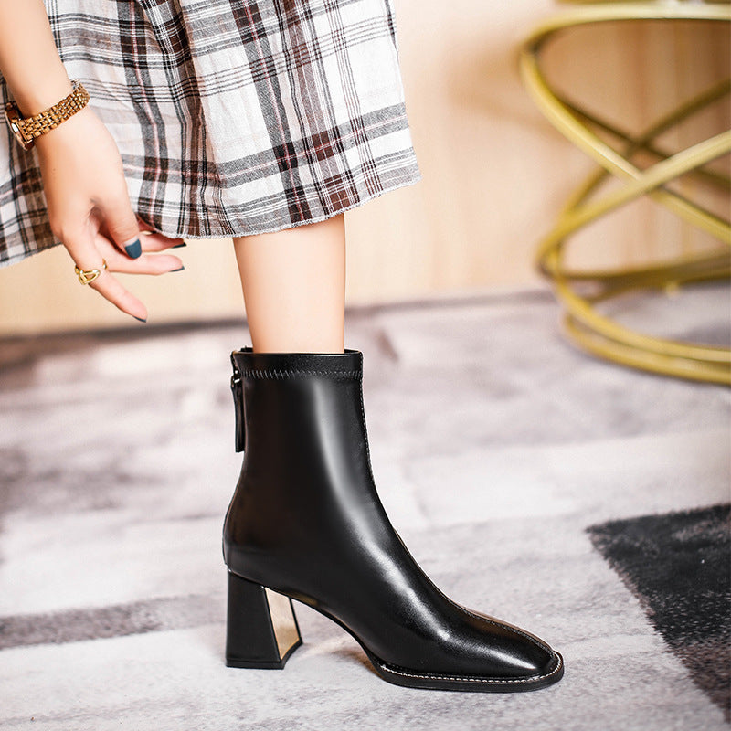 Square Toe Booties Martin Female Skinny Boots
