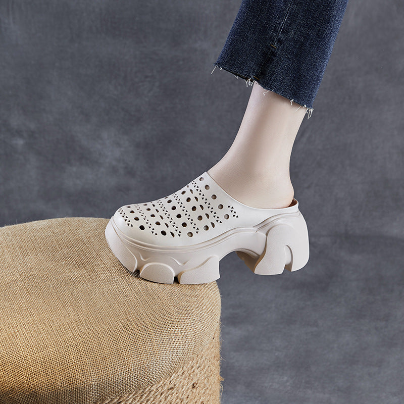 Women's Chunky Platform Summer Hollow Hole Muller Slippers
