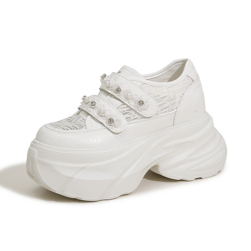 Women's White Summer Breathable Mesh Fashionable Small Women's Casual Shoes