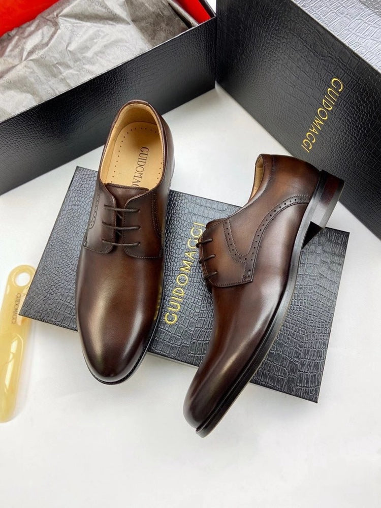 Men's Italian First Layer Cowhide British Business Leather Shoes