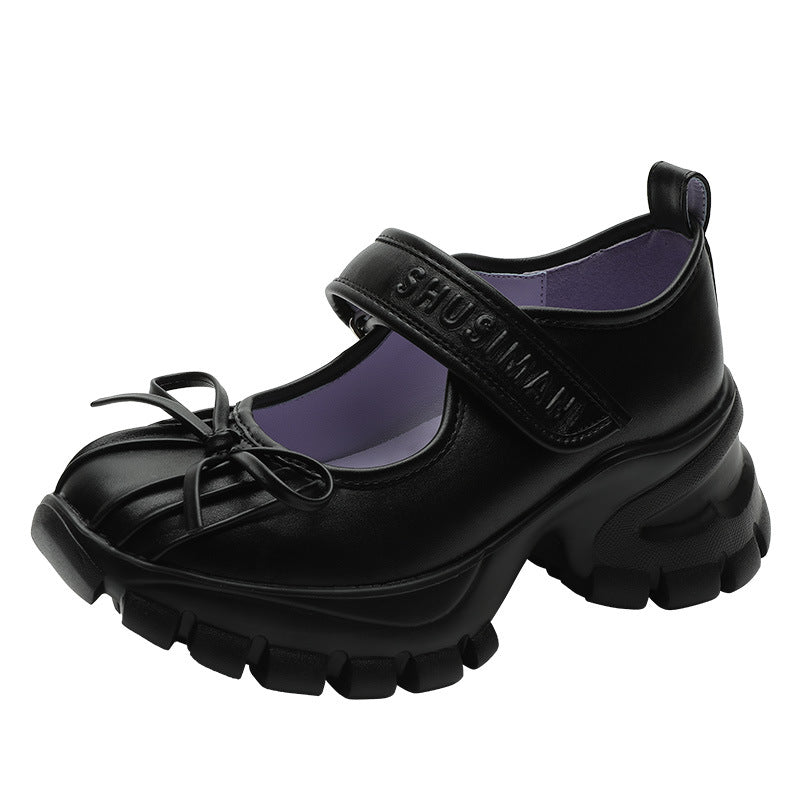 Women's Sier Ballet Thick Bottom Velcro Pumps Low-cut Bowknot Women's Fashion Shoes