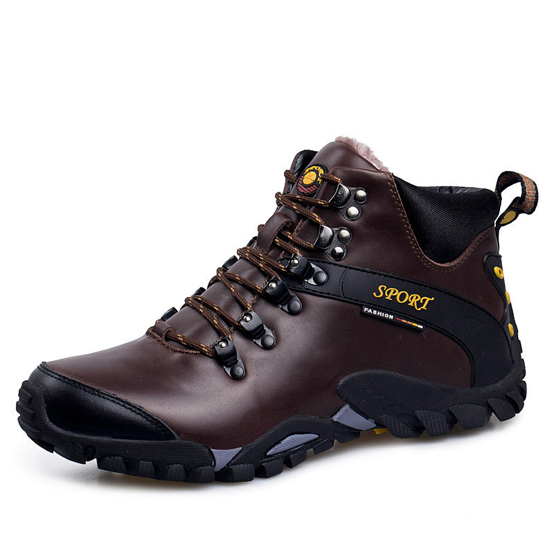 Men's Genuine Hiking Outdoor Travel Waterproof Fleece-lined Boots