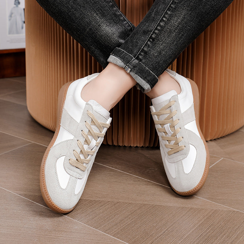 Women's & Men's Training Low Top Board Genuine Elevator White Sneakers