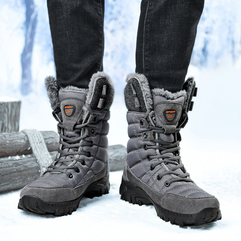 Men's Winter Fleece-lined Warm Trendy Outdoor Mountaineering Snow Boots