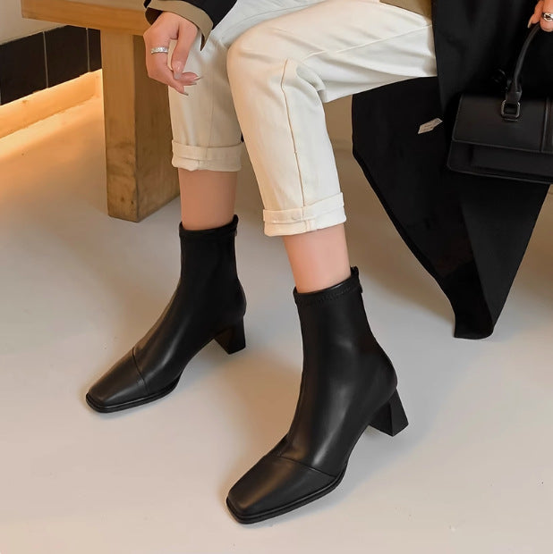 Women's Skinny Martin Temperament Western Style Square Heels