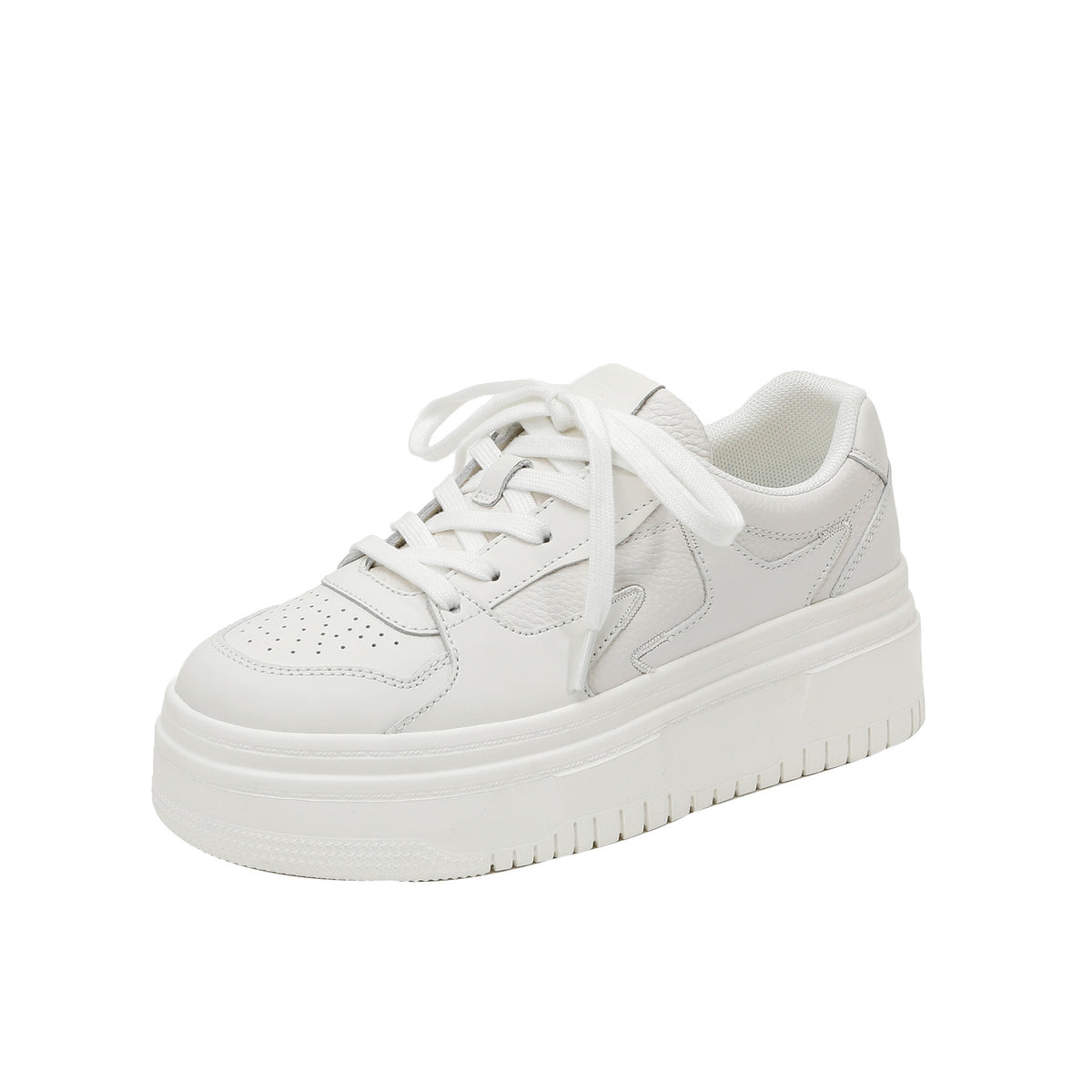 Women's White Summer Genuine Thick Bottom Small Sports Heels