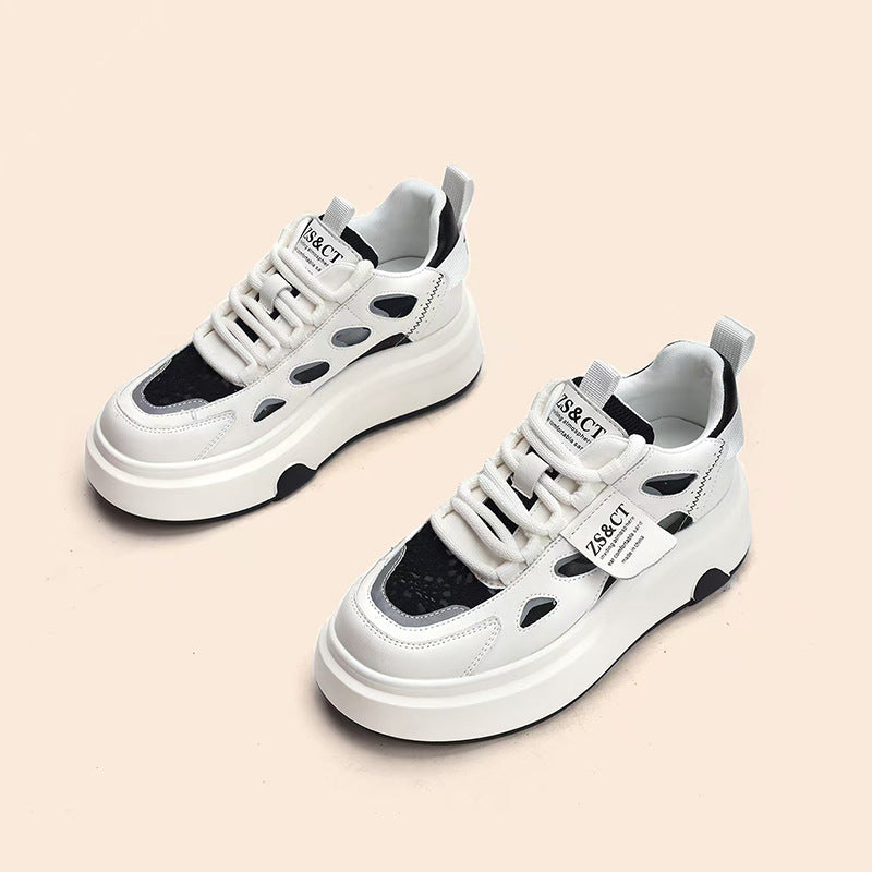 Women's Spring Hidden White Genuine Breathable Sports Sneakers