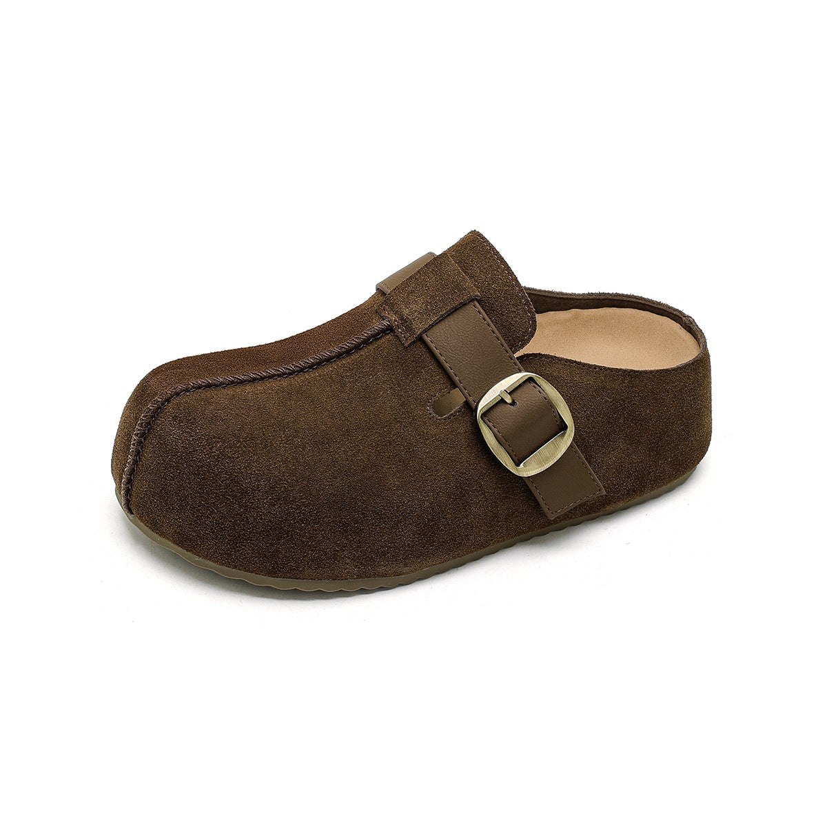 Women's Genuine Thick-soled Outer Wear Retro Slip-on Closed Toe Thick-soles Slippers