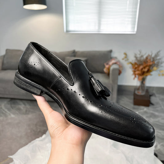 Men's Quality Korean Style Tassel Cowhide British Men's Shoes