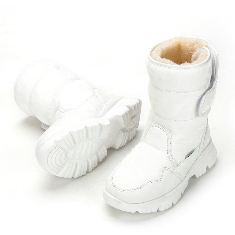 White Simple Camouflage Ski Travel Thickened Snow Boots