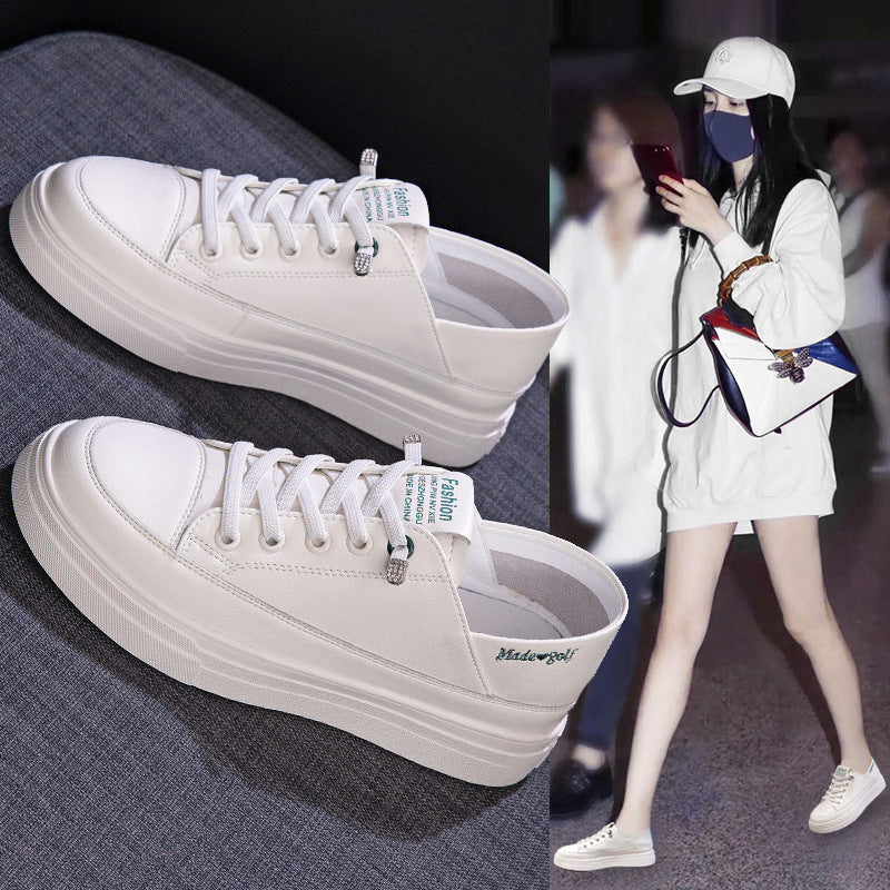 Women's Genuine Single-layer Spring Flat Step-on Slip-on Casual Shoes