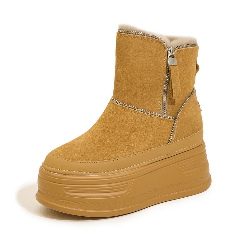 Women's Plus Veet Thick Cotton Height Increasing Insole Snow Boots