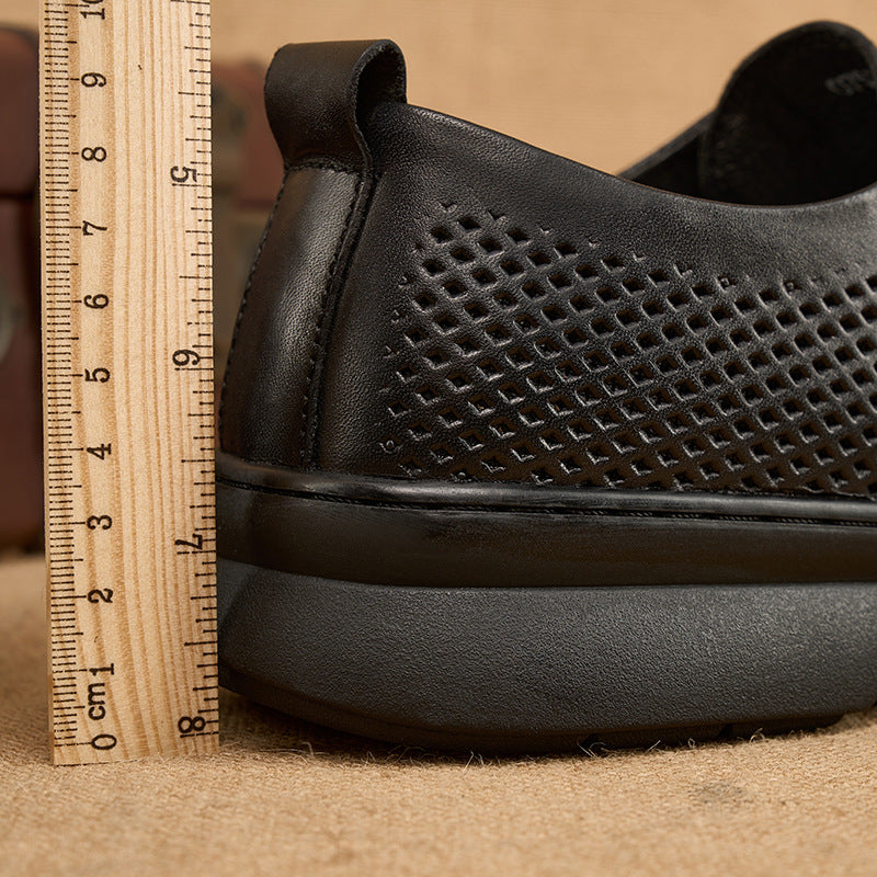 Men's Mesh Breathable Summer Pumps Rubber Soft Leather Shoes
