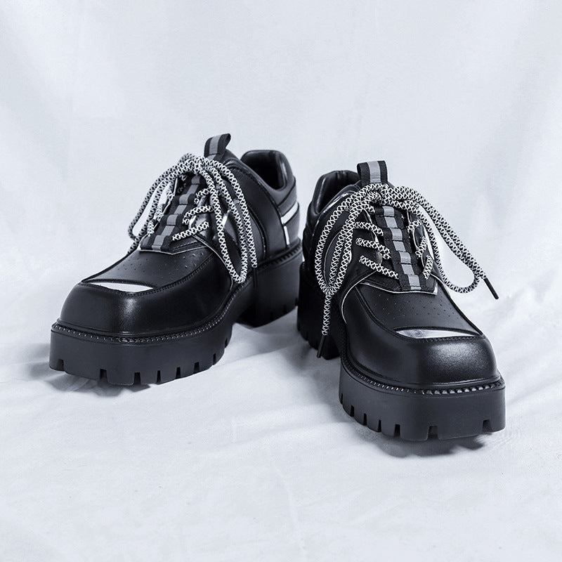 Men's High-grade Korean Thick-soled Hair Stylist Square Leather Shoes