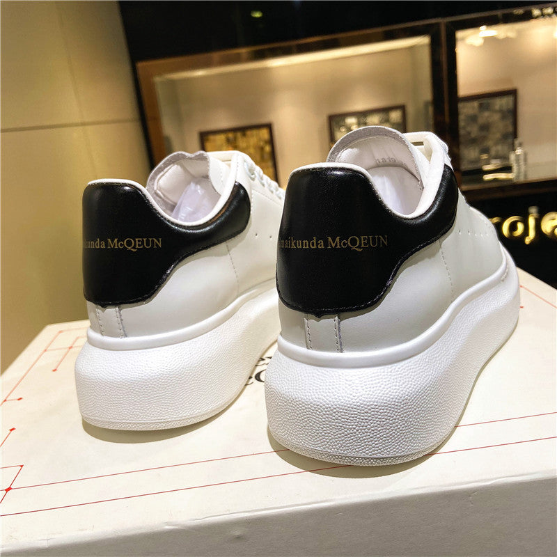Women's Mcqueen White Genuine Platform Invisible Elevated Casual Shoes