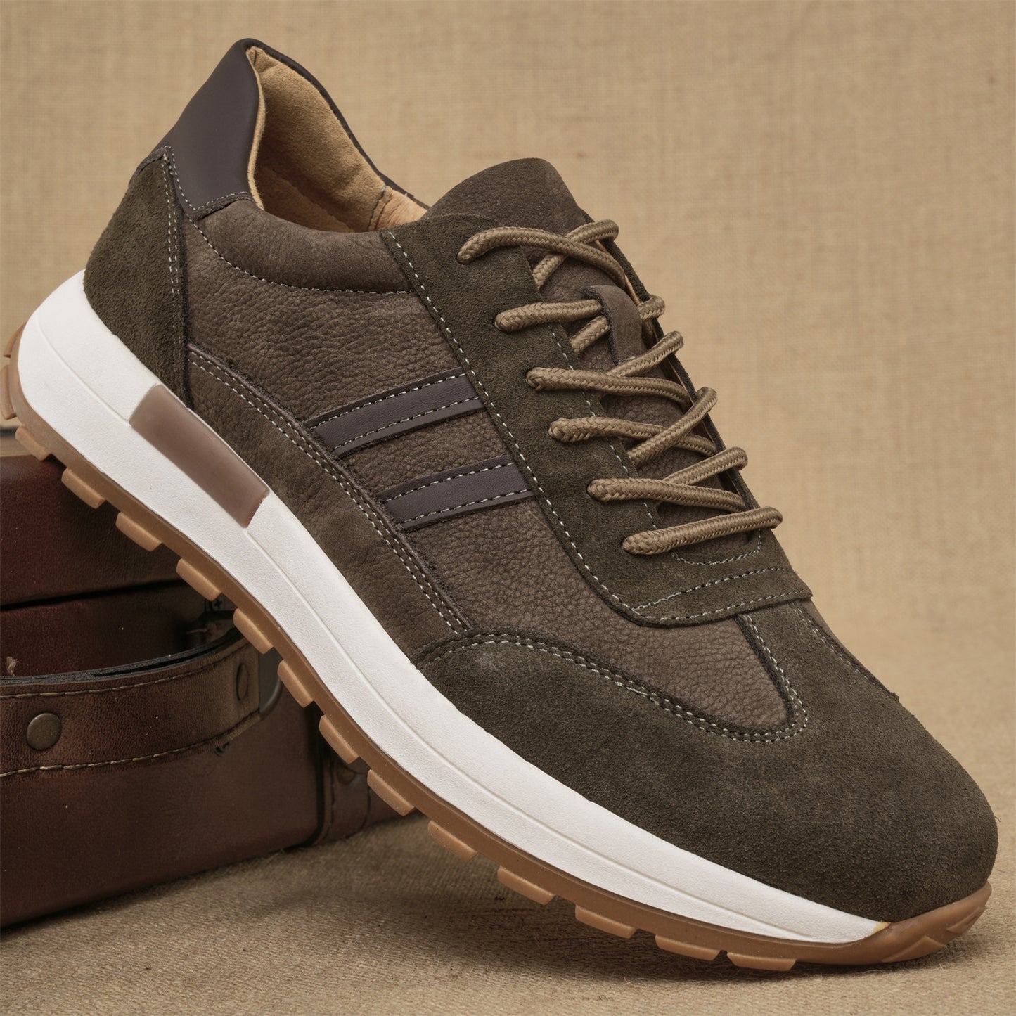 Men's Color Matching Trendy German Training Outdoor Hiking Leather Shoes