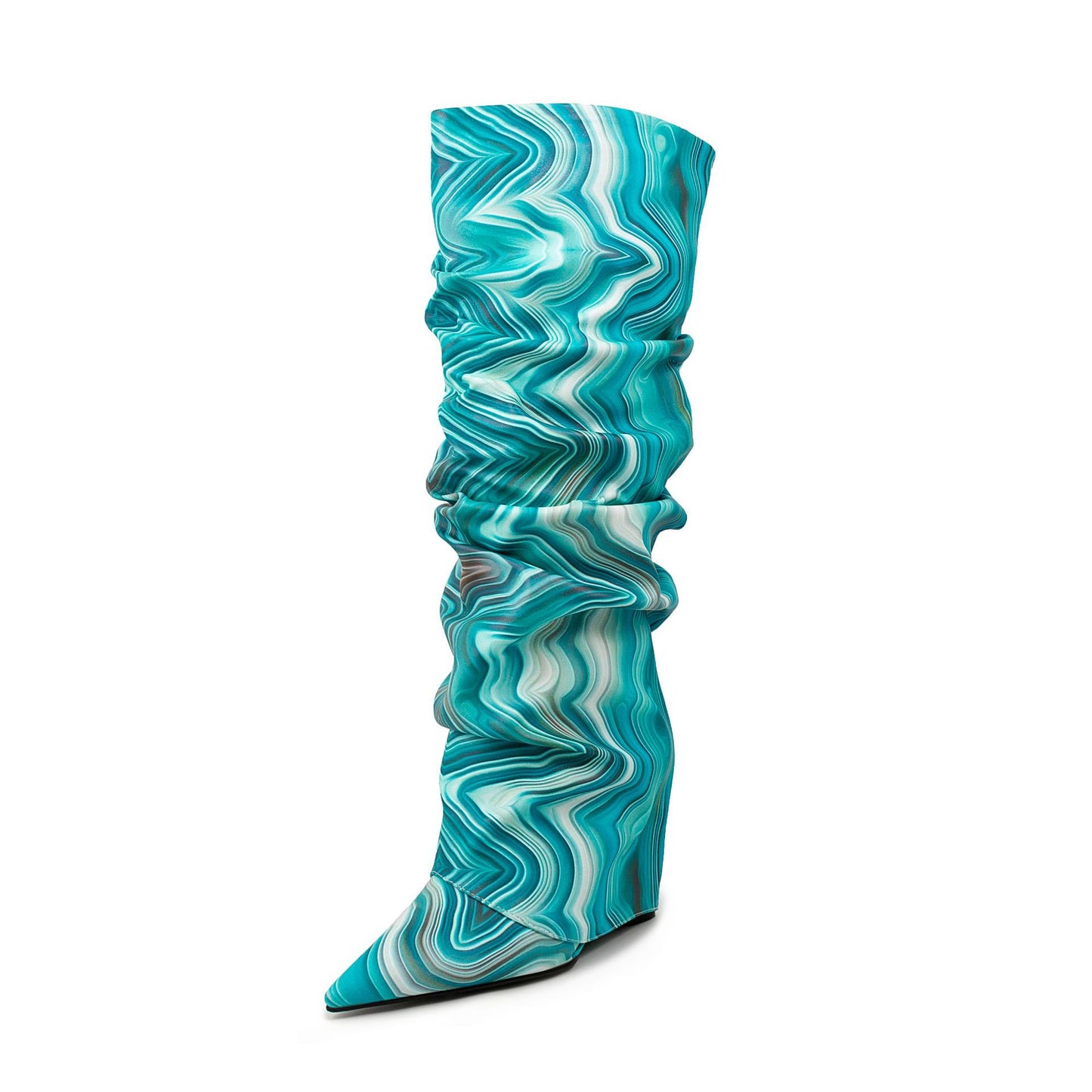 Wedge Geometric Colorful Abstract Sleeve Flanging Women's Leather Boots