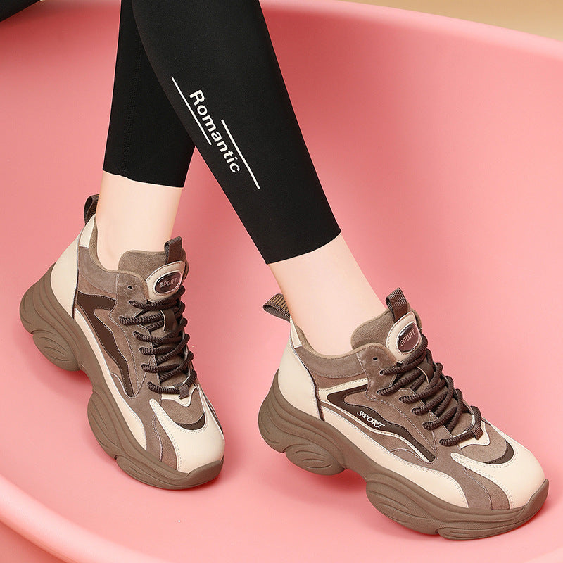 Female Plus Size Fleece-lined Black Platform Sneakers