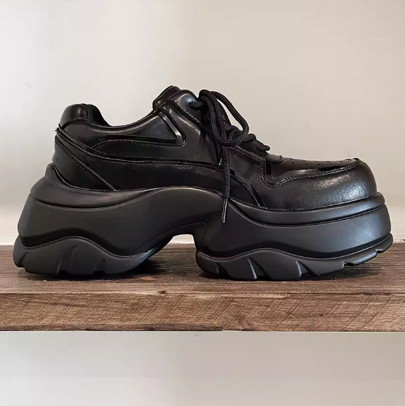 Men's Increasing Square Toe Dad Vintage Cowhide Breathable High-grade Men's Casual Shoes