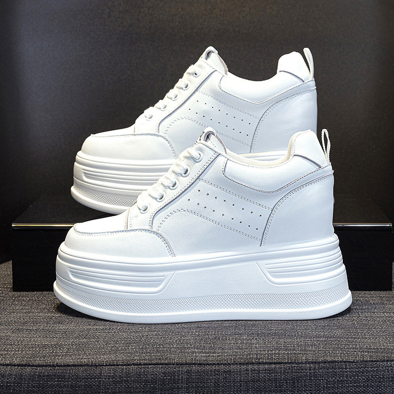 Women's Platform Height Increasing Insole White With Sneakers