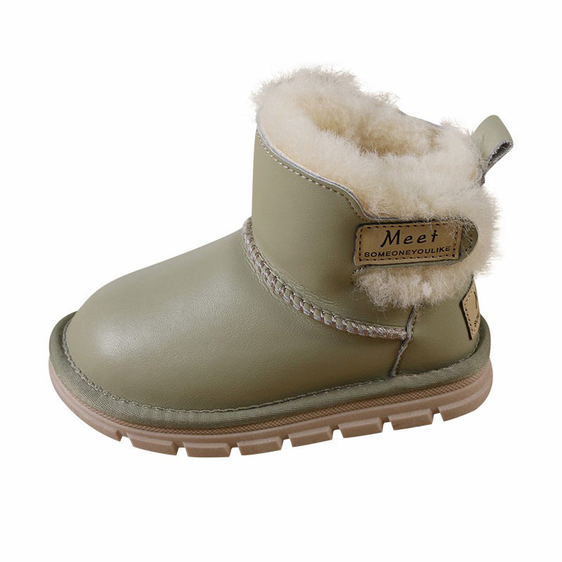 Children's Sheepskin Fur Cotton Genuine Wool Warm Kid's Snow Boots