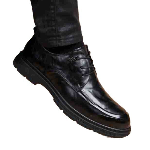 Men's First Layer Cowhide Soft Formal Wear British Black Men's Business Leather Shoes