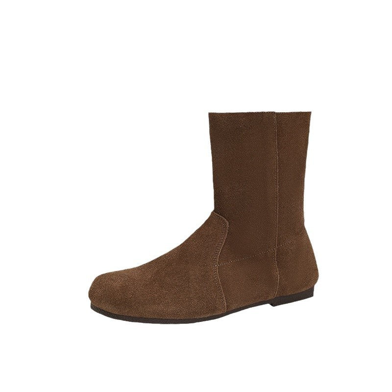 Women's Plus Veet French Style Retro Flat Bottom Two-way Snow Boots
