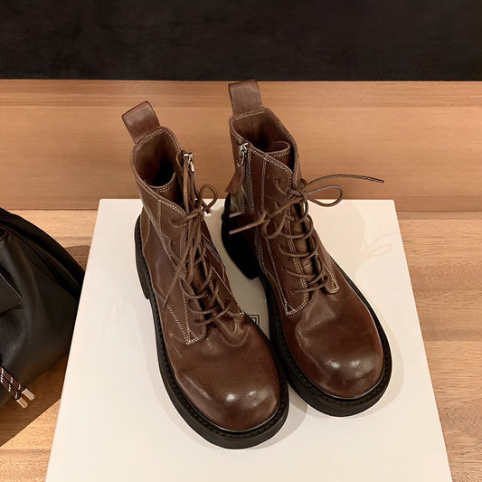 Women's Outdoor Martin For Thick-soled British Style Retro Lace Up Boots