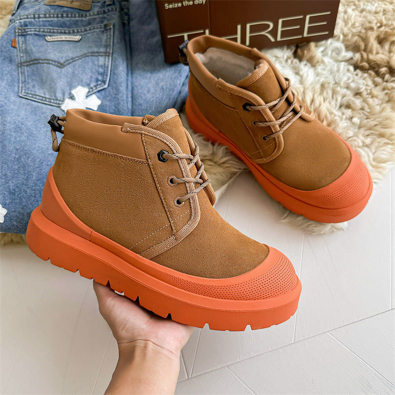 Women's & Men's Northeast Winter Fleece-lined Fur Integrated Veet Thickening Snow Boots