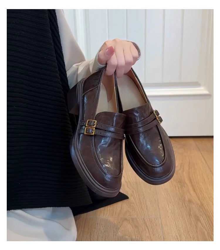 Women's Double-breasted With Slip-on Chunky Pumps Platform Heels