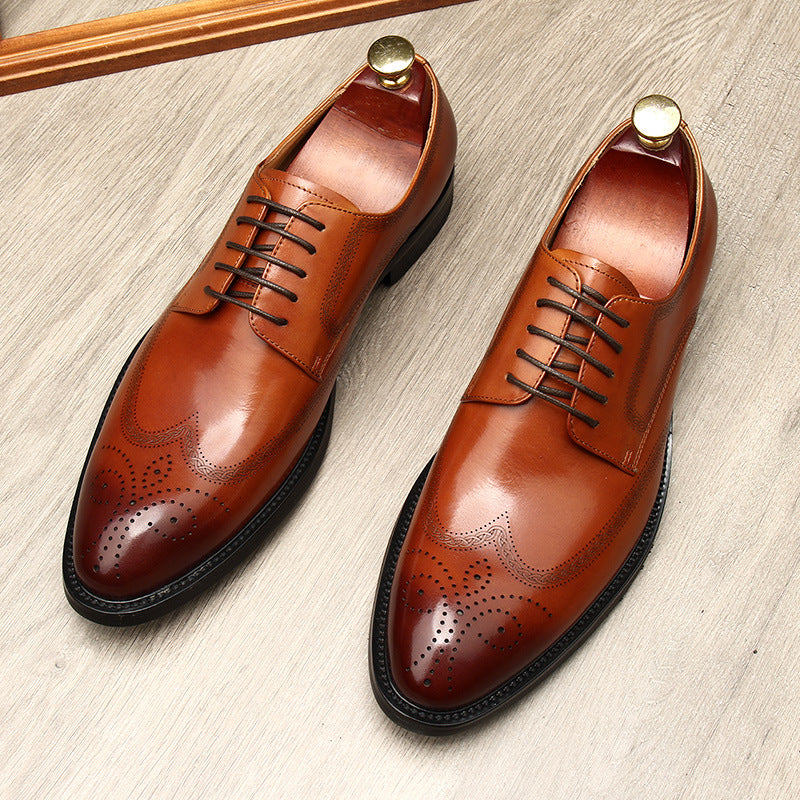 Men's Lace Up Korean Business Formal Wear Leather Shoes