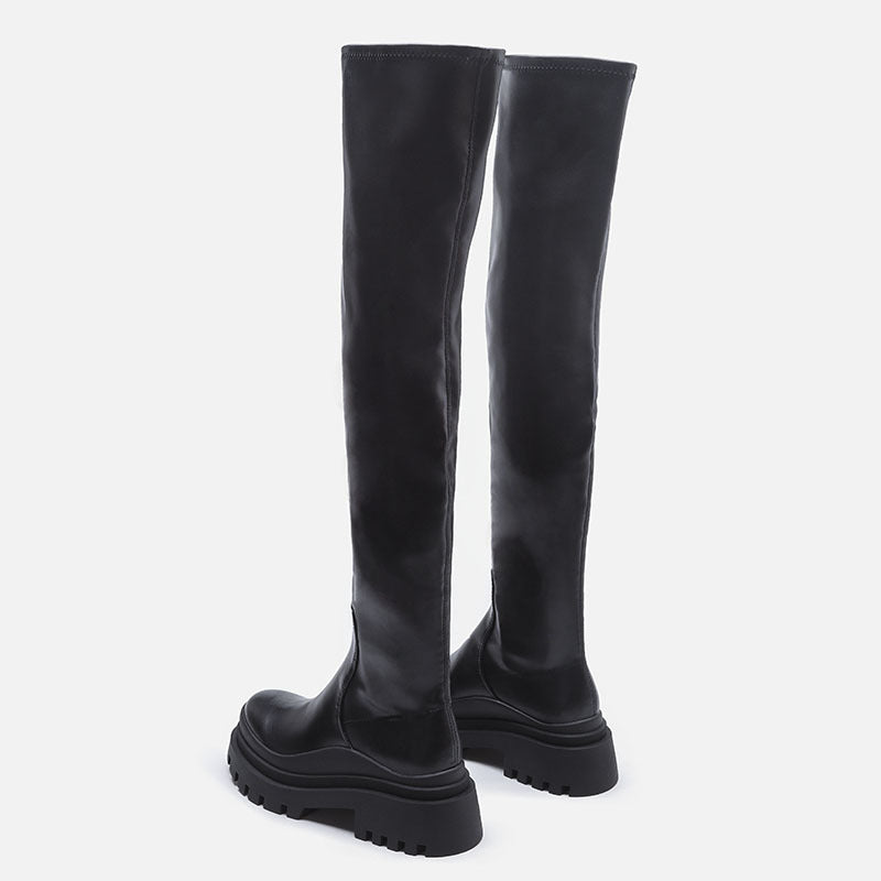 Long Female Over The Knee Black Platform Boots