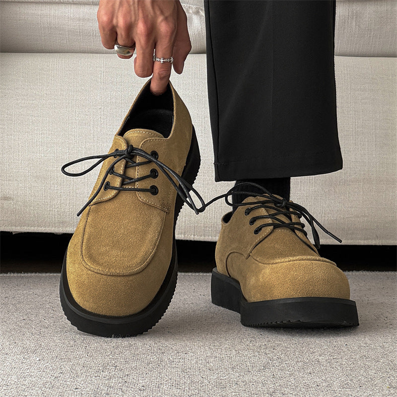 Men's Bottom Derby Commuter Height Increased Lovers British Style Leather Shoes