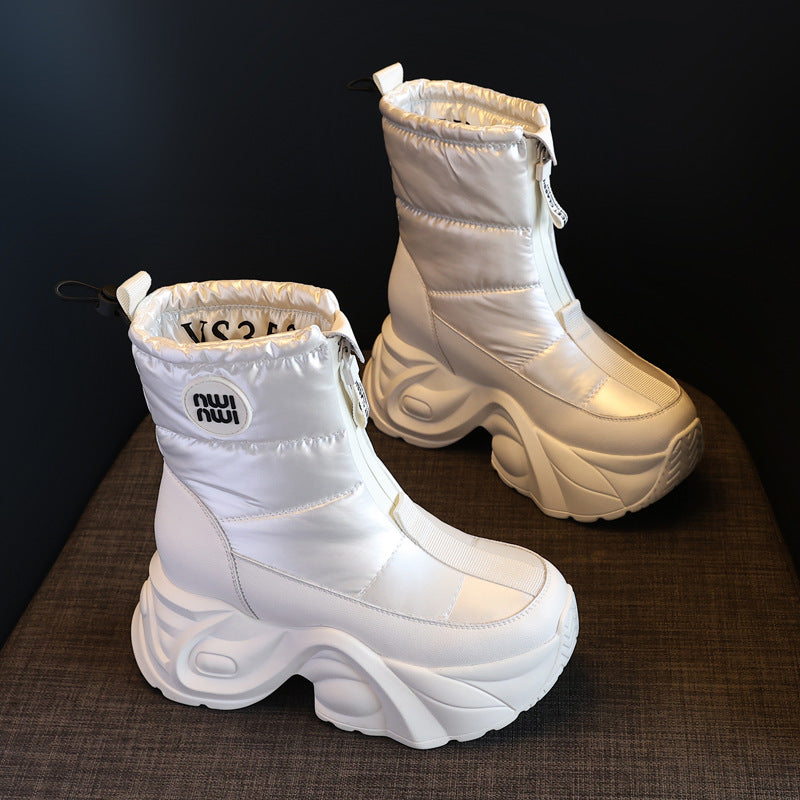 Thick Bottom Height Increasing Insole Fleece-lined Snow Boots