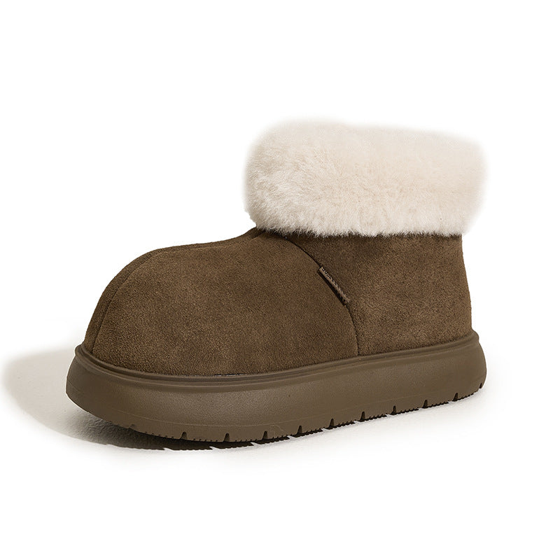 Women's Winter Fleece-lined Thickened Cotton Slip-on Lofter Snow Boots