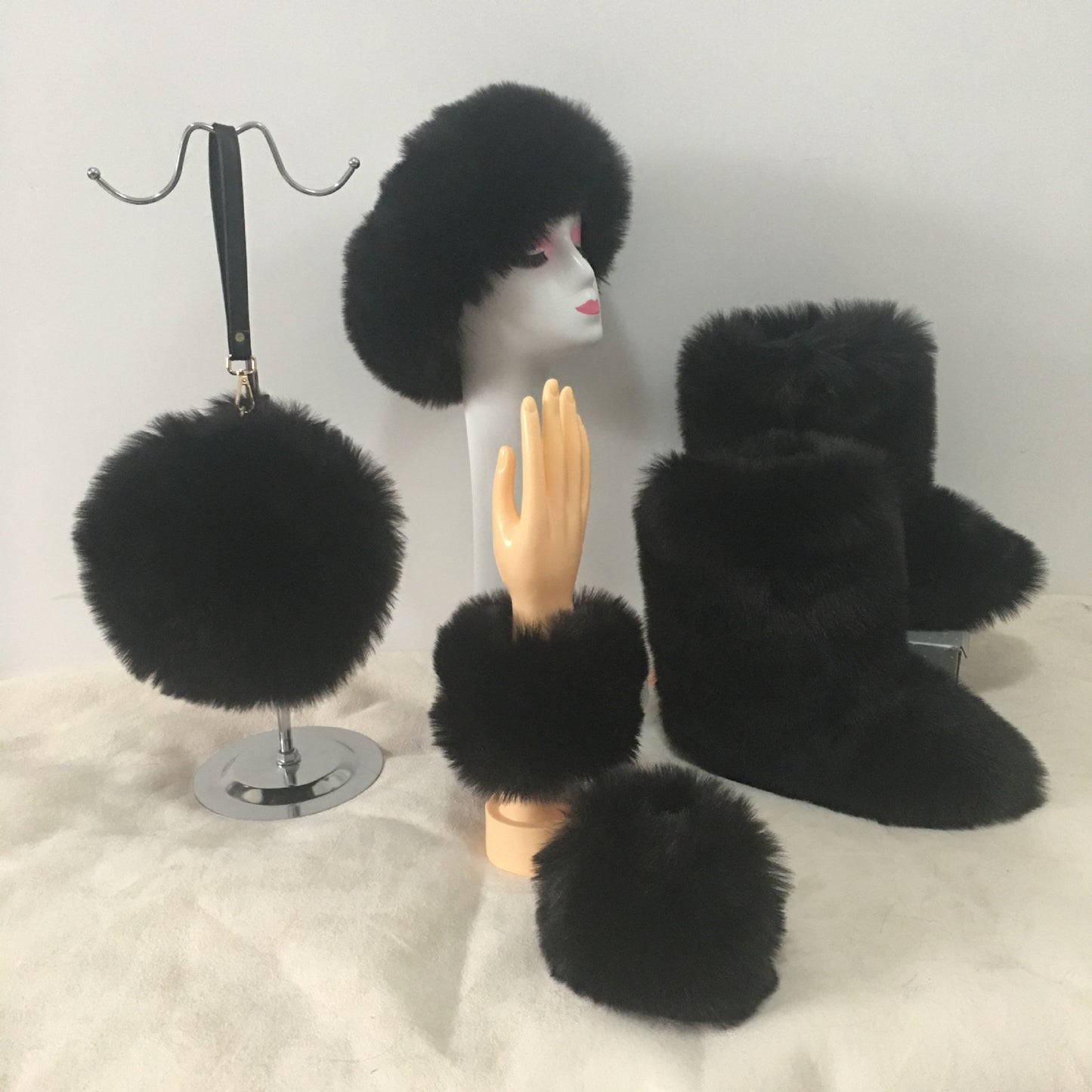Women's Colorful Round Bag Messenger Hair Band Snow Boots