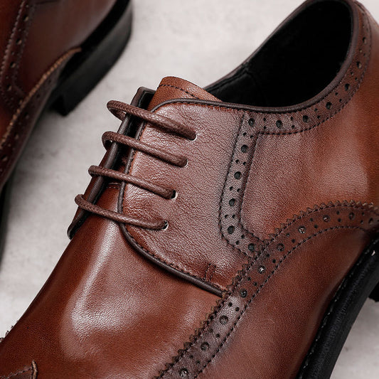 Men's Formal Wear Business Big Head Genuine Leather Shoes