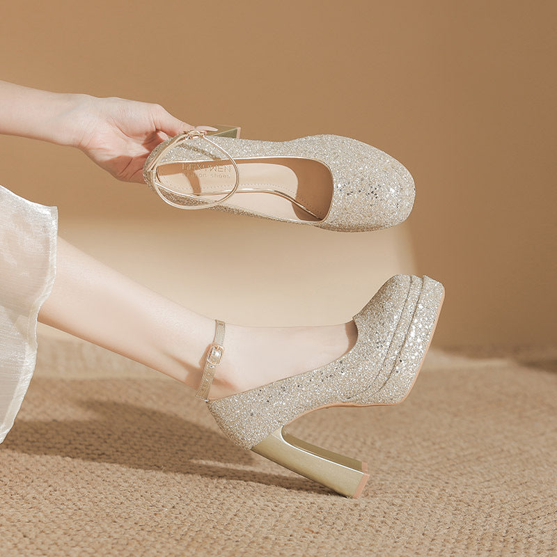 Height Increasing Not Tired Feet Pumps Word Heels