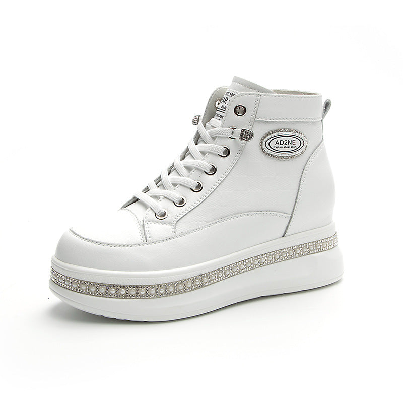 Women's Genuine Made Korean Hidden Platform European Casual Shoes