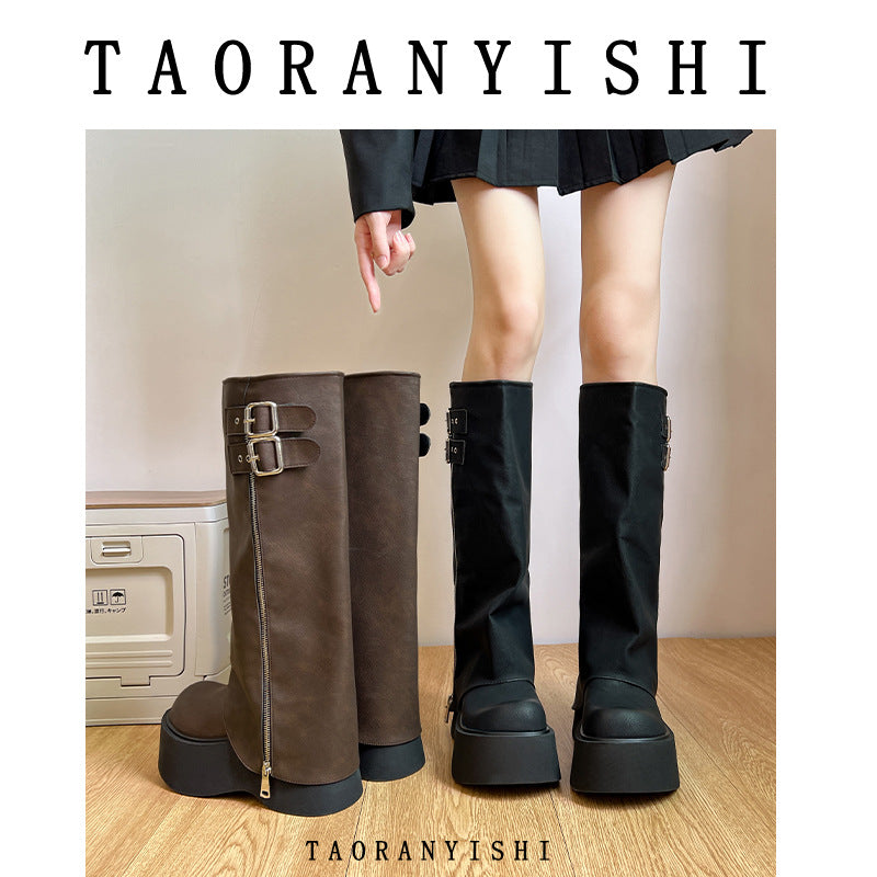 Thick Bottom Knee-high Below The Knee Boots