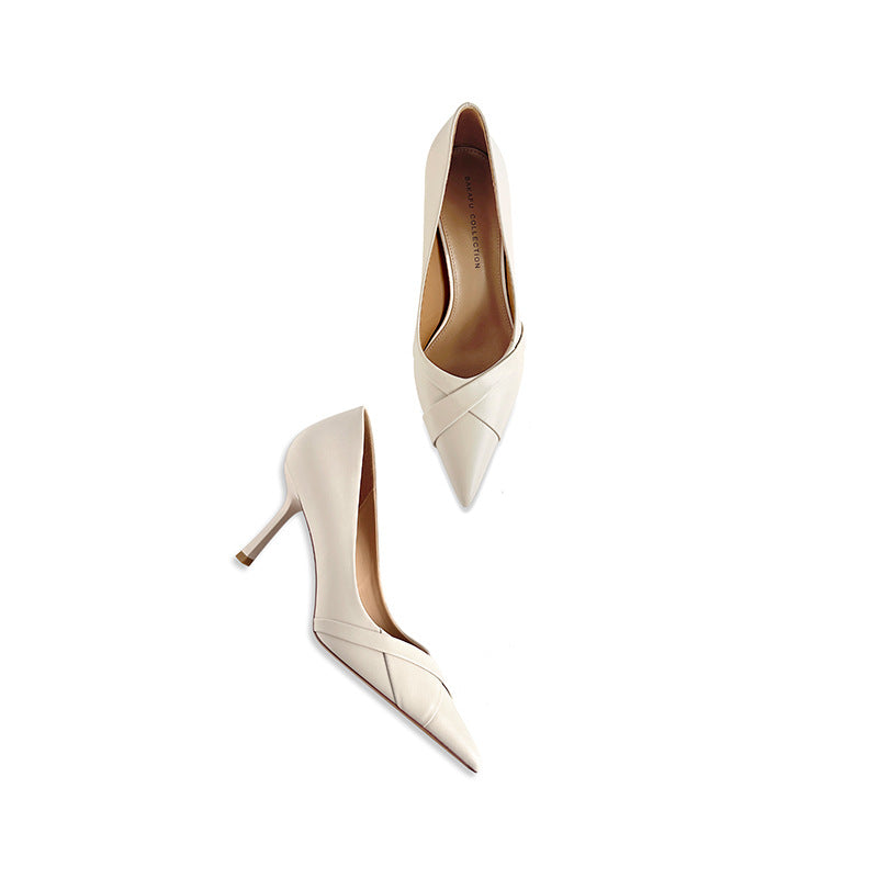 With Black Professional Pointed Design Sense Niche Heels