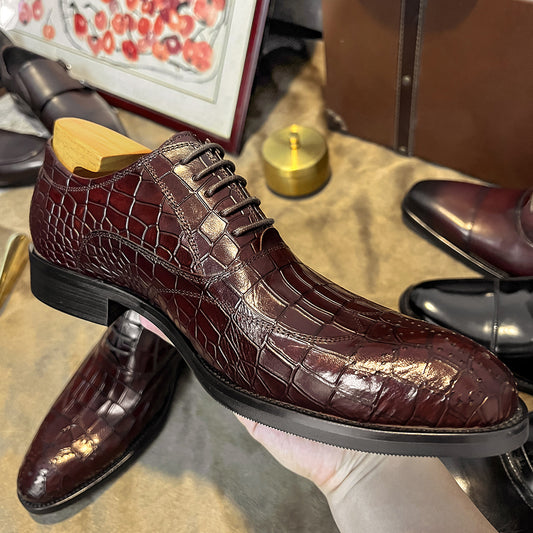 Men's British Brogue Carved Business Pointed Straight Leather Shoes