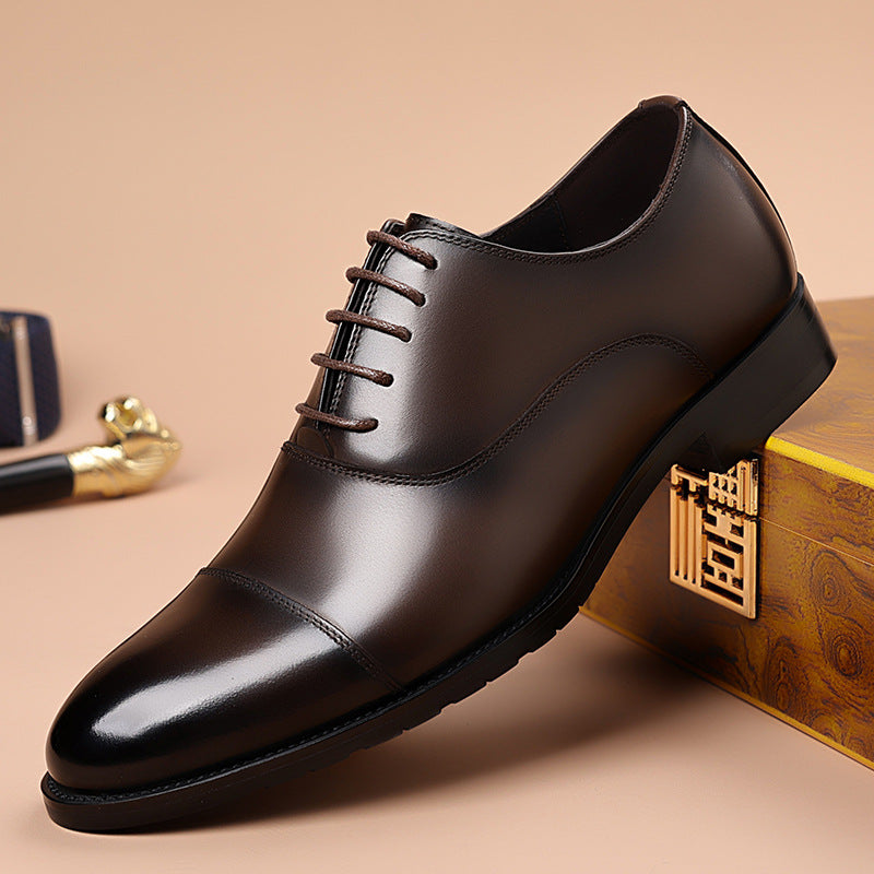 Men's Style Formal Top Layer Cowhide British Four Wedding Men's Business Leather Shoes