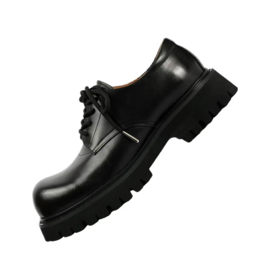 First Layer Cowhide Paris Mickey Big Head Commuter Platform Leather Shoes