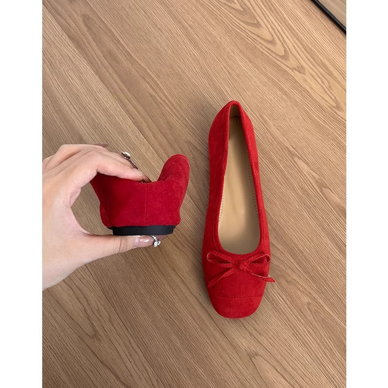 Women's & Men's Genuine French Style Yellow Thin Round Toe With Casual Shoes